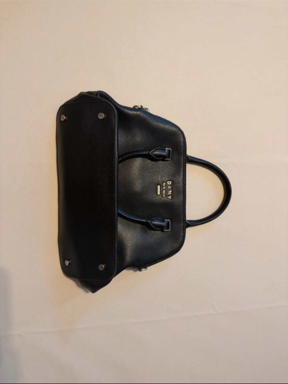 DKNY Black Pebbled Leather Satchel with Gold hardware - Picture 9 of 12